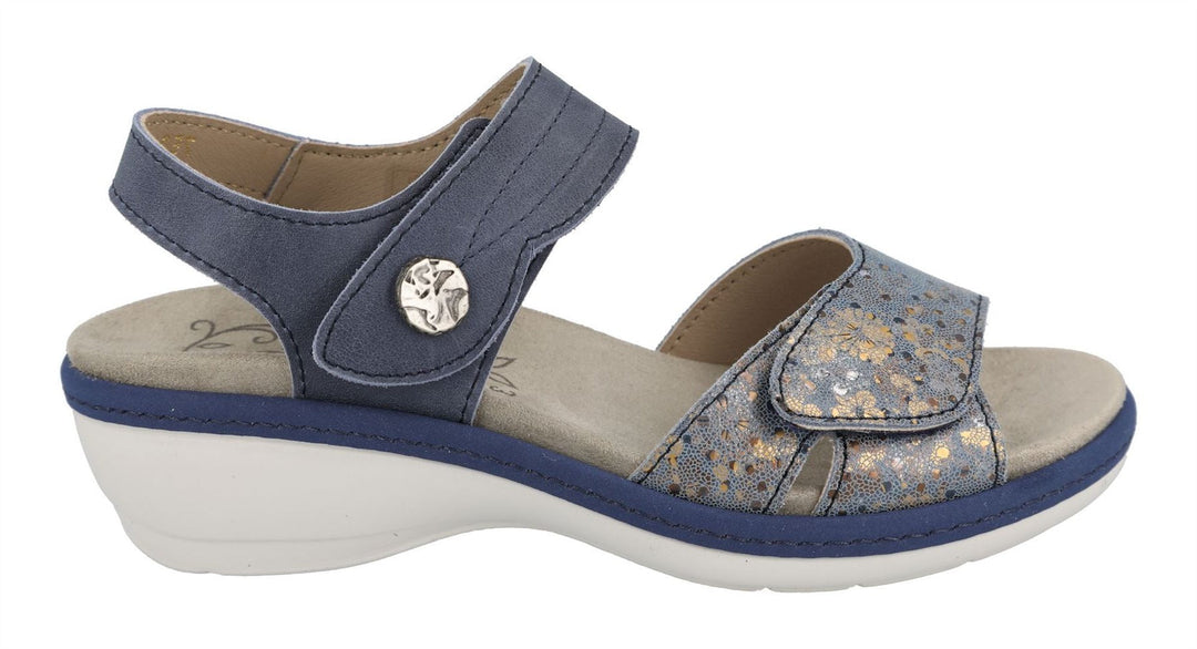 Womens Wide Fit DB Rosefinch Sandals in Blue Leather - Image 8