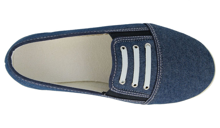 Womens Wide Fit DB Coup Canvas in Navy - Image 1