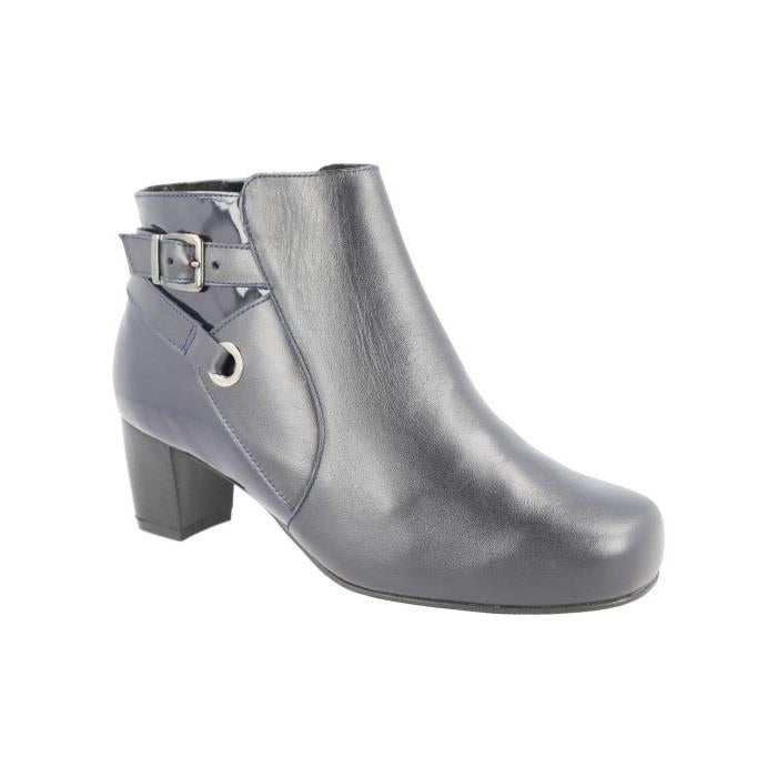 Women's Wide Fit DB Belmont Boots in Black lea / patent - Image 7