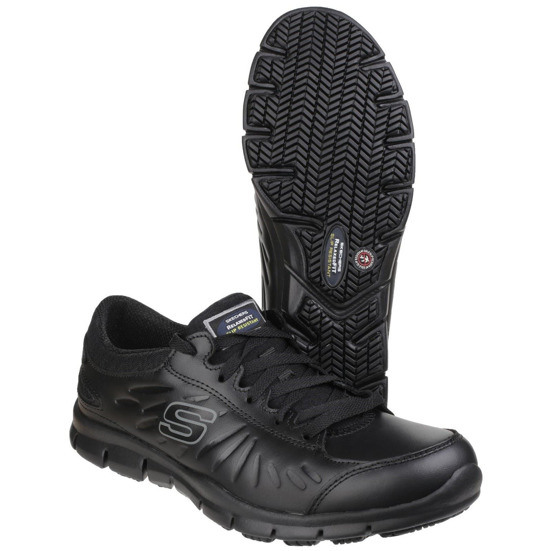 Women's Wide Fit Skechers 76551EC Eldred Occupational Trainers in Black - Image 7