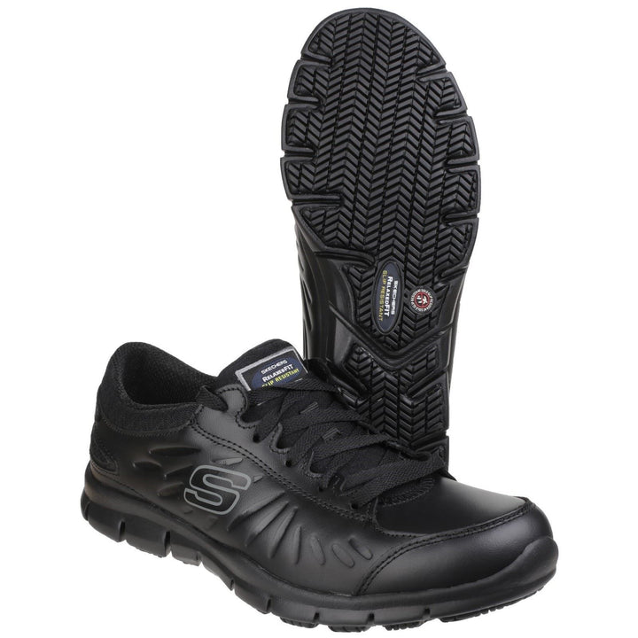 Women's Wide Fit Skechers 76551EC Eldred Occupational Trainers in Black - Image 1