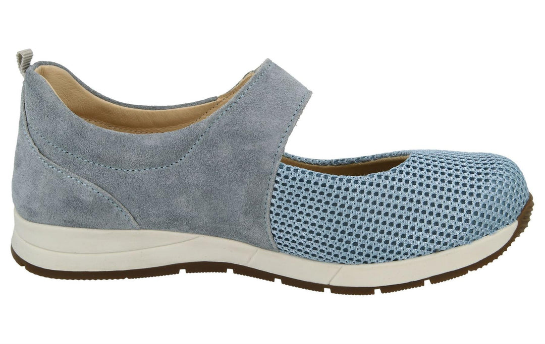 Womens Wide Fit DB Hawaii Canvas Shoes in Sky Blue Suede / Mesh - Image 4