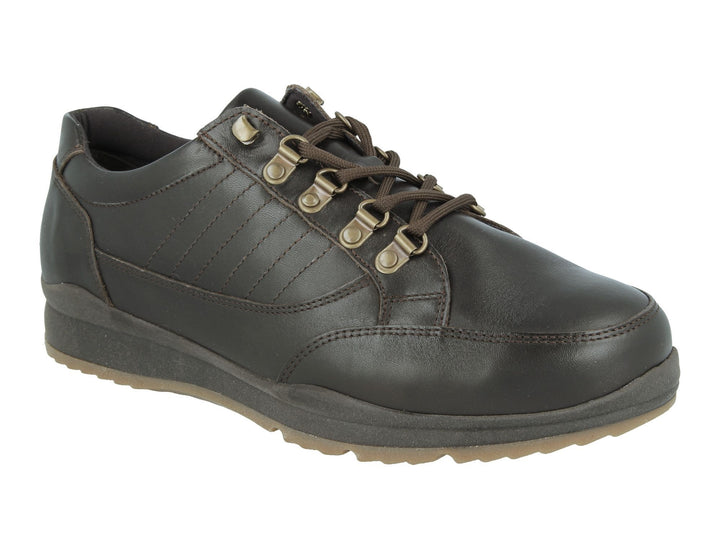 Mens Wide Fit DB Sharnbrook Shoes in Brown Leather - Image 1