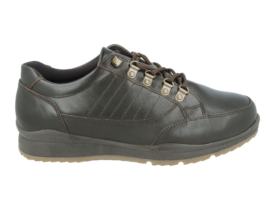 Mens Wide Fit DB Sharnbrook Shoes in Brown Leather - Image 6