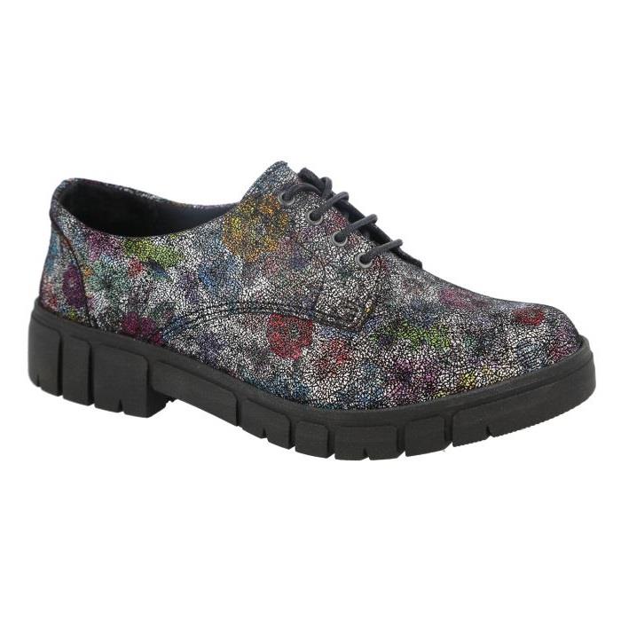 Women's Wide Fit DB Wantage Shoes in Black Leather - Image 8