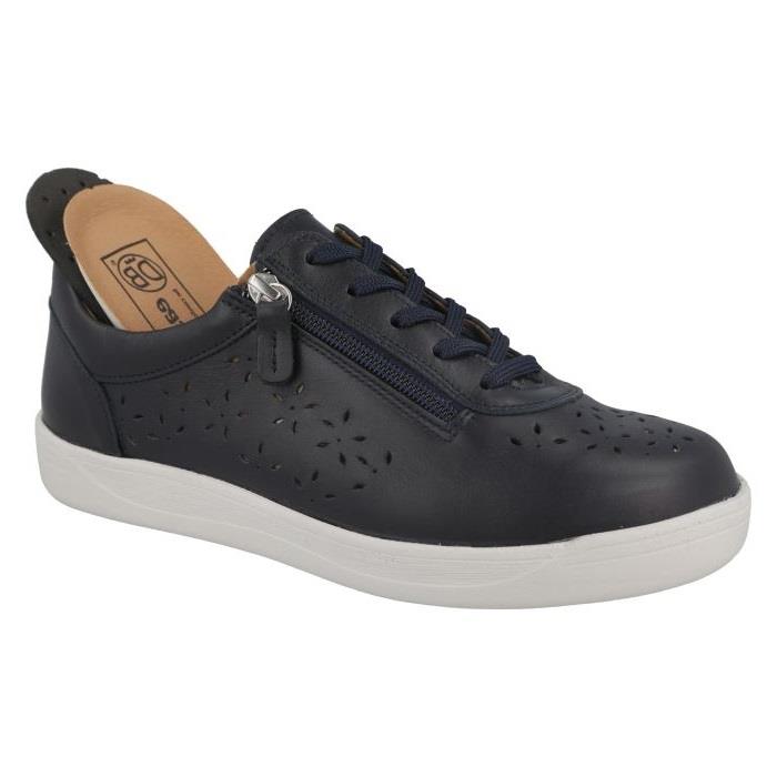 Women's Wide Fit DB Kaunas Shoes in Navy Leather - Image 4