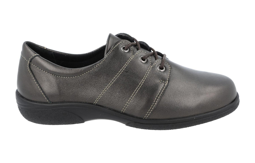 Womens Wide Fit DB Swan Shoes in Black Leather - Image 13