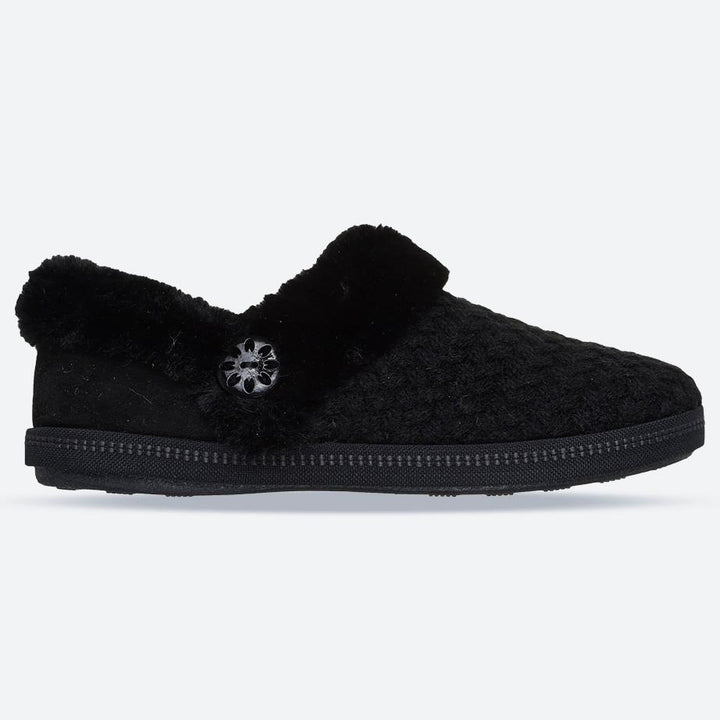 Women's Wide Fit Skechers 169041 Cozy Campfire Frosty Promise Slippers in Black - Image 1