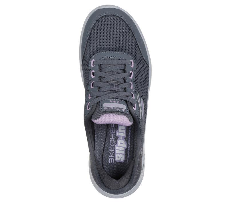 Women's Wide Fit Skechers 124846 Go Walk Flex Clear Creek Trainers in Black/Mauve - Image 10