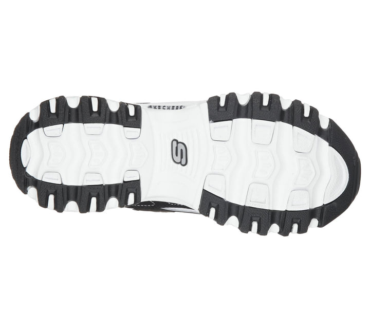 Women's Wide Fit Skechers 11930 D'Lites Biggest Fan Trainers in Black/White - Image 1