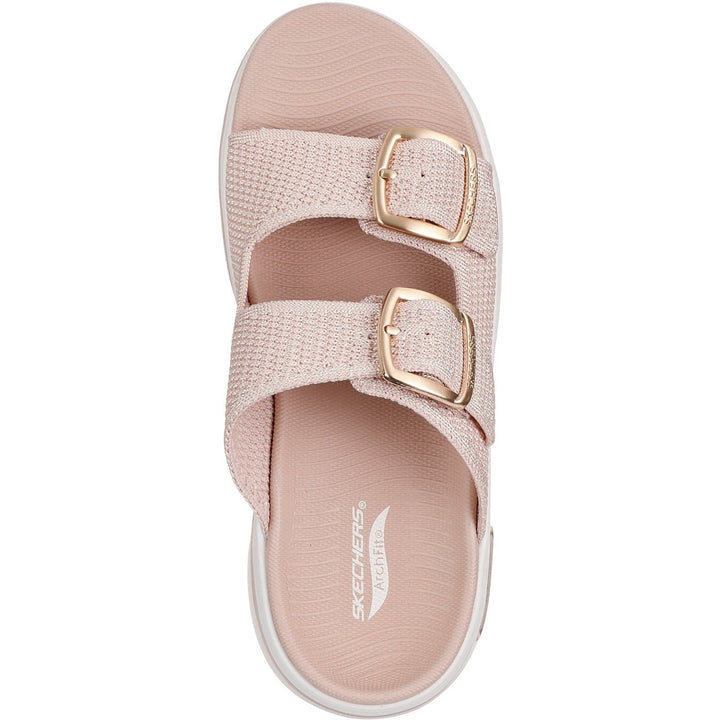 Women's Wide Fit Skechers Go Walk Arch Fit 2.0 Destined Sandals in Black - Image 1
