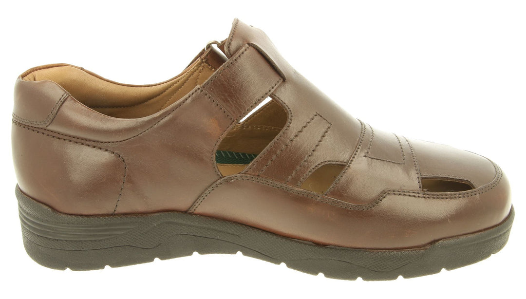 Men's Wide Fit DB Barney Sandals in Black Leather - Image 9