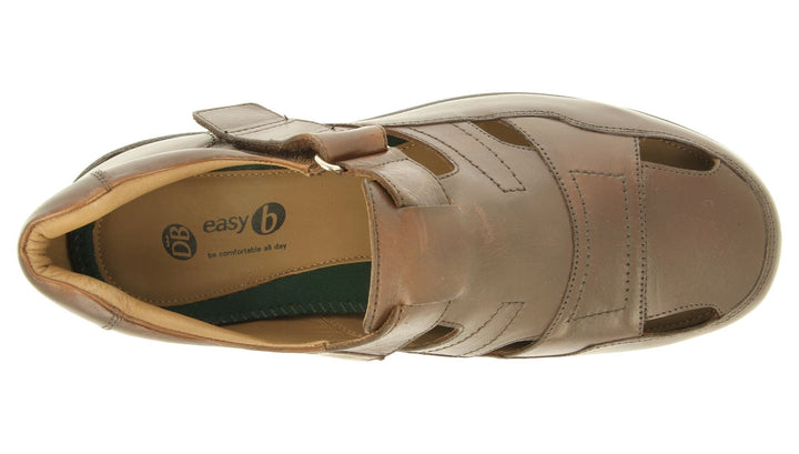 Men's Wide Fit DB Barney Sandals in Black Leather - Image 1