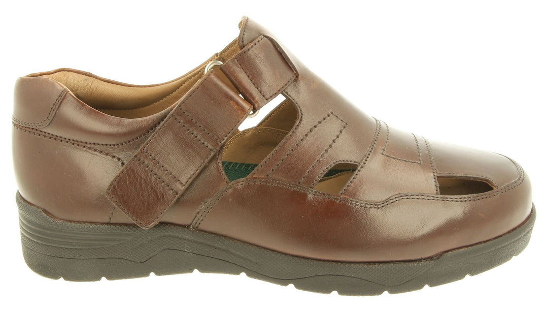 Men's Wide Fit DB Barney Sandals in Black Leather - Image 7