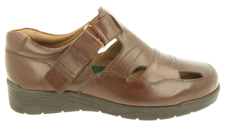 Men's Wide Fit DB Barney Sandals in Black Leather - Image 1