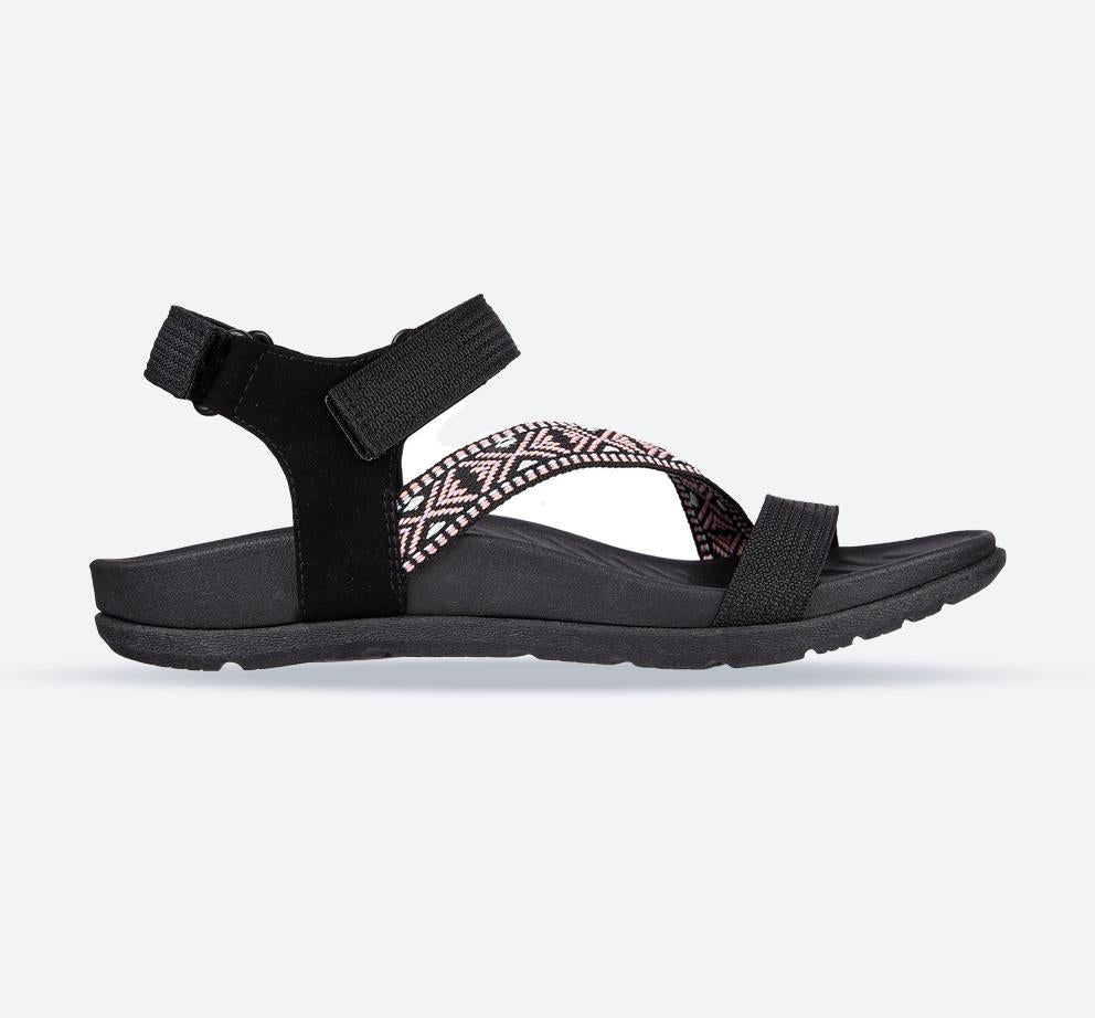 Women's Wide Fit Skechers 163221 Reggae Lite Beachy Sunrise Sandals in Black - Image 1