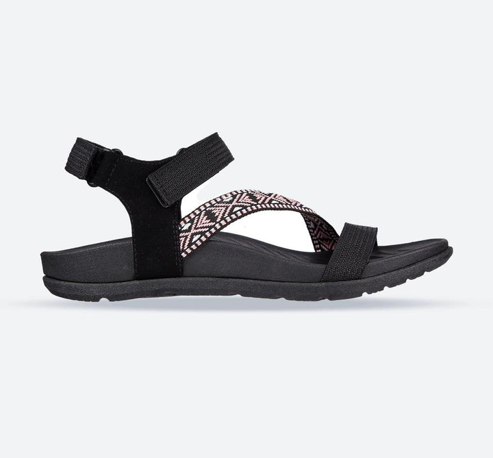Women's Wide Fit Skechers 163221 Reggae Lite Beachy Sunrise Sandals in Black - Image 1