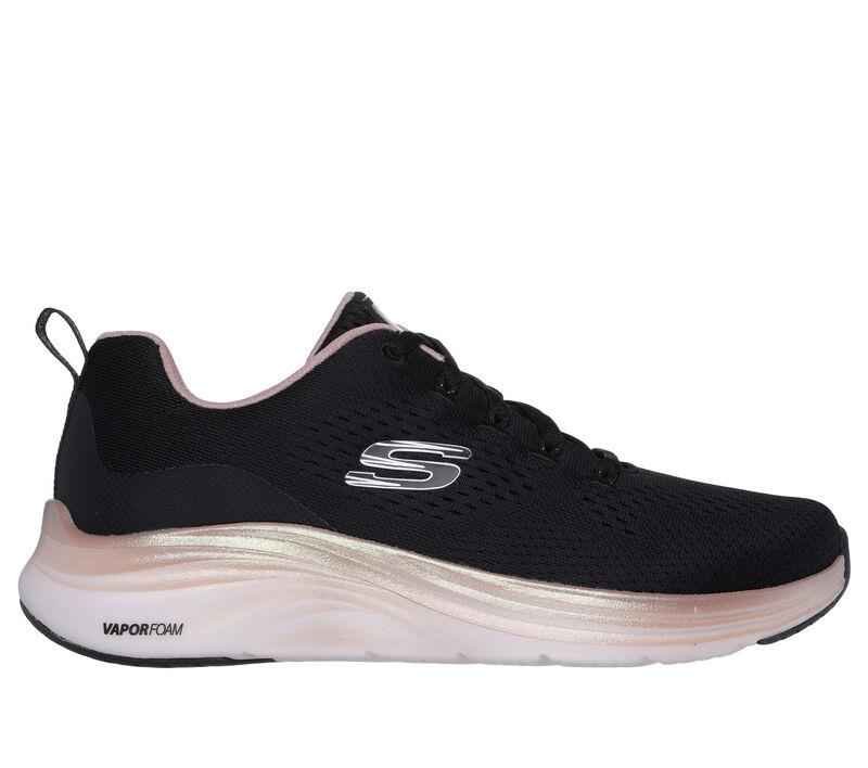 Women's Wide Fit Skechers 150025 Vapor Foam Midnight Glimmer Trainers in White/Silver - Image 2