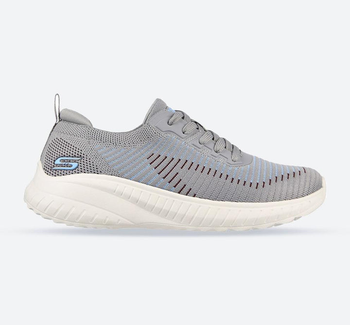 Women's Wide Fit Skechers 117207 Bobs Squad Chaos Renegade Trainers in Grey/Multi - Image 1