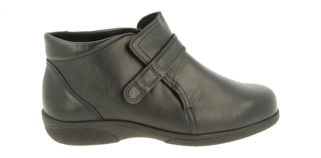 Womens Wide Fit DB Goldcrest Boots in Black Leather - Image 2