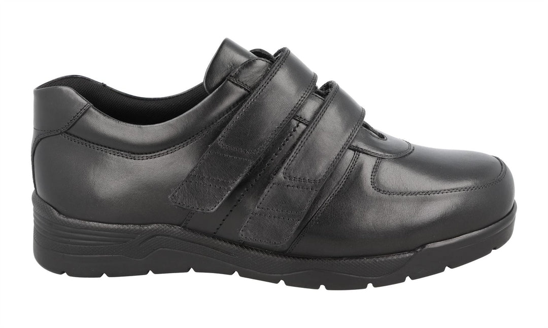 Men's Wide Fit DB Kevin Shoes in Black Leather - Image 2