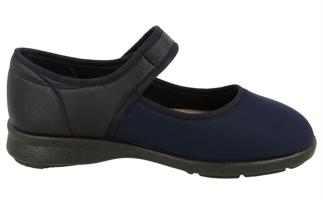 Womens Wide Fit DB Eve Shoes in Black / Stretch - Image 8