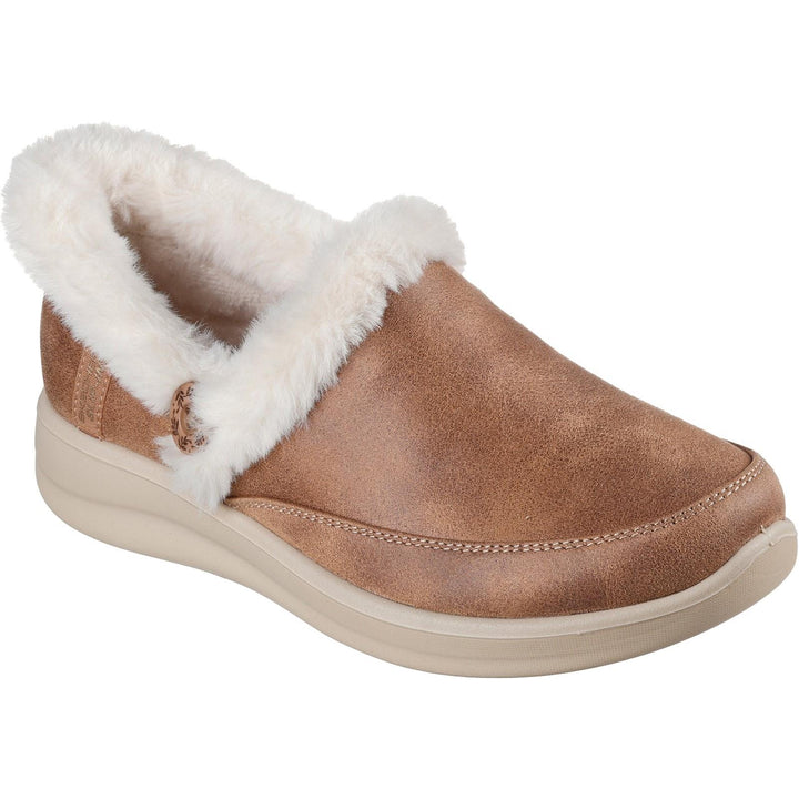 Women's Wide Fit Skechers 168114 Slip-ins Cozy Escape Slippers in Chestnut - Image 1