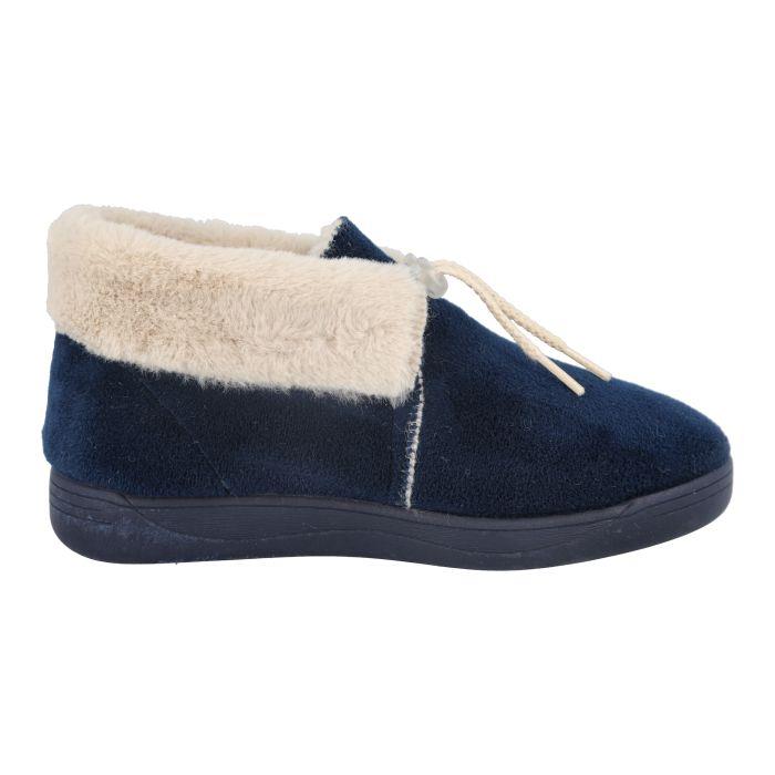 Women's Wide Fit DB Galilee Slippers in Navy Velour - Image 1