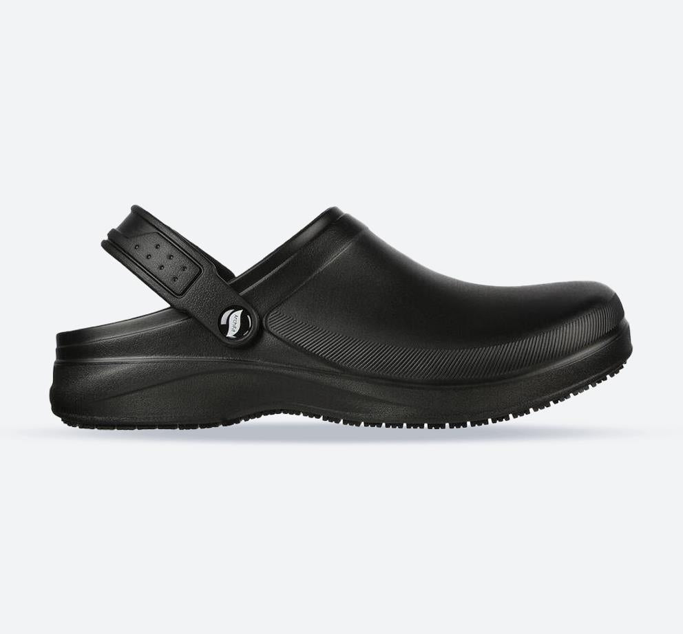 Men's Wide Fit Skechers 200092 Riverbound Sr Clog Shoes in Black - Image 1