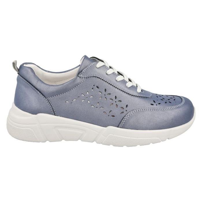 Women's Wide Fit DB Briar Trainers in Sky Blue Leather - Image 2