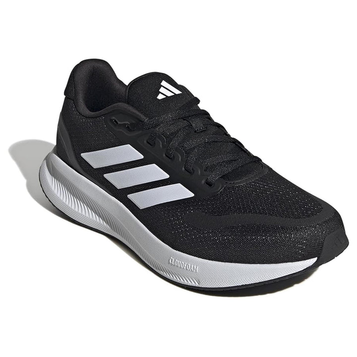 Men's Wide Fit Adidas Runfalcon 5 Walking/Running Trainers in Black/White - Image 1