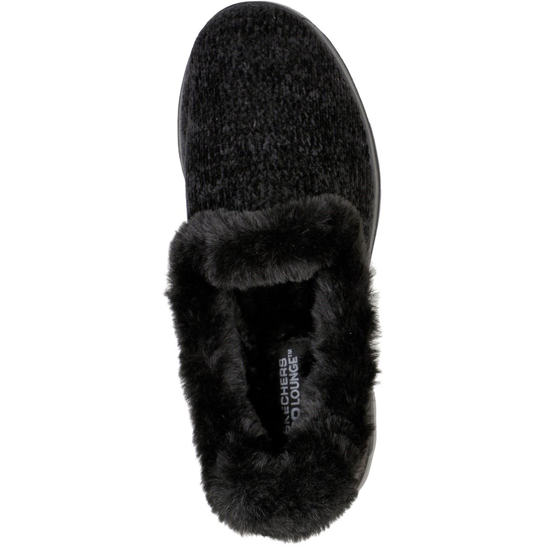 Women's Wide Fit Skechers 175051 Go Walk Lounge Slippers in Black - Image 5