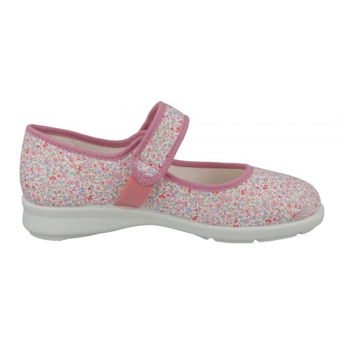 Women's Wide Fit DB Penguin Canvas Shoes in Beige Daisy Print - Image 7