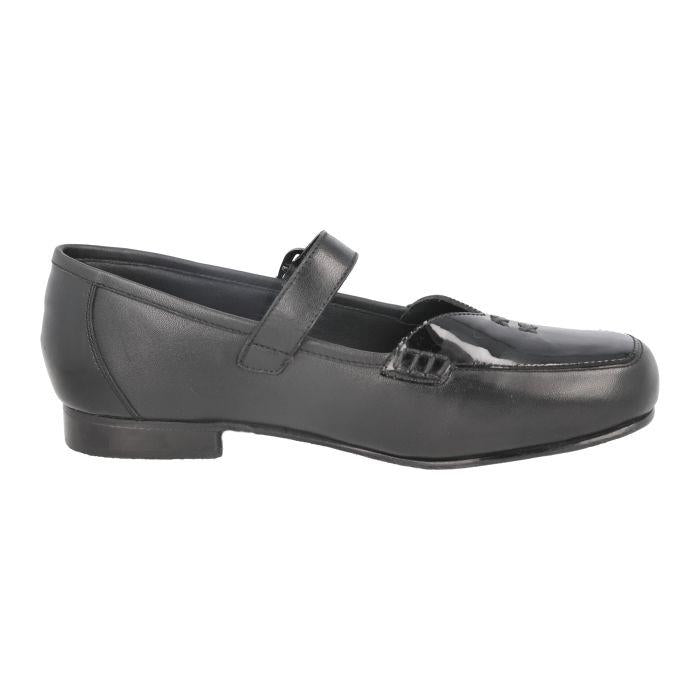Women's Wide Fit DB Fowey Shoes in Black Leather / Patent - Image 2
