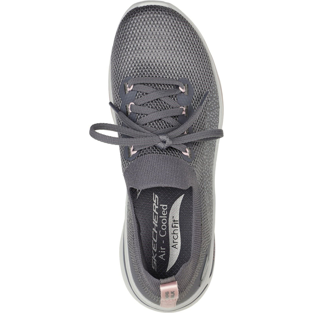 Women's Wide Fit Skechers 124863 Go Walk Arch Fit Clancy Trainers - Grey/Pink in Grey/Pink - Image 5