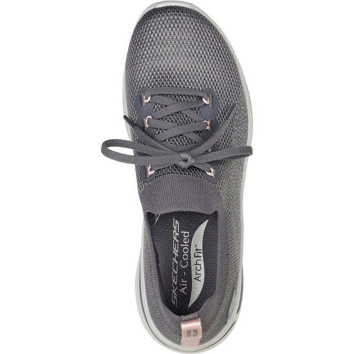 Women's Wide Fit Skechers 124863 Go Walk Arch Fit Clancy Trainers - Grey/Pink in Grey/Pink - Image 1