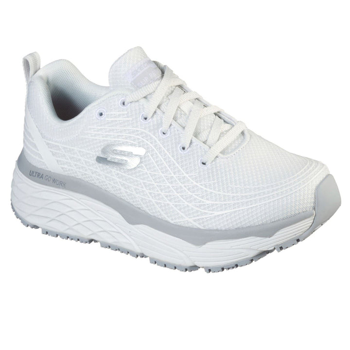 Women's Wide Fit Skechers 108016EC Max Cushioning Elite Sr Trainers in White - Image 1
