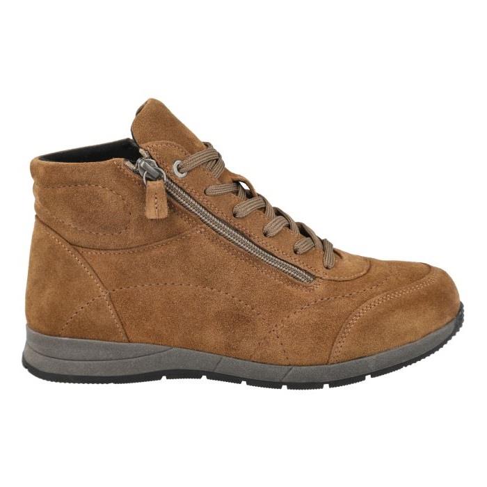 Womens Extra Wide Fit Boots by Flat DB Shoes - Lace up in Denim Blue Suede - Image 1