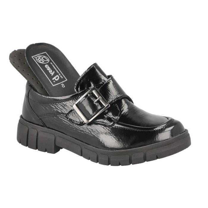 Women's Wide Fit DB Kirby Shoes in Black Leather - Image 1