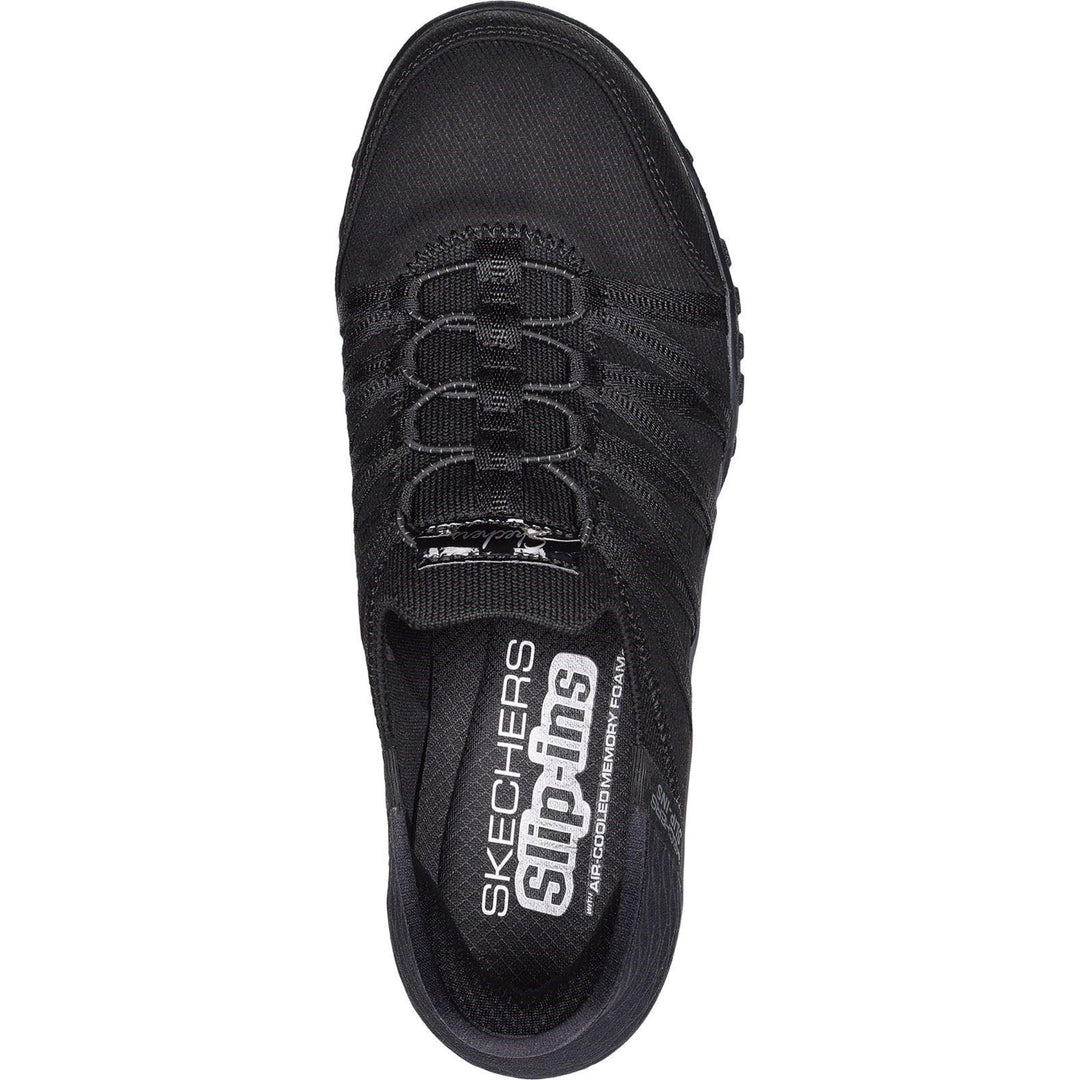 Women's Wide Fit Skechers 100593 Breathe Easy Roll Shoes in Black - Image 4
