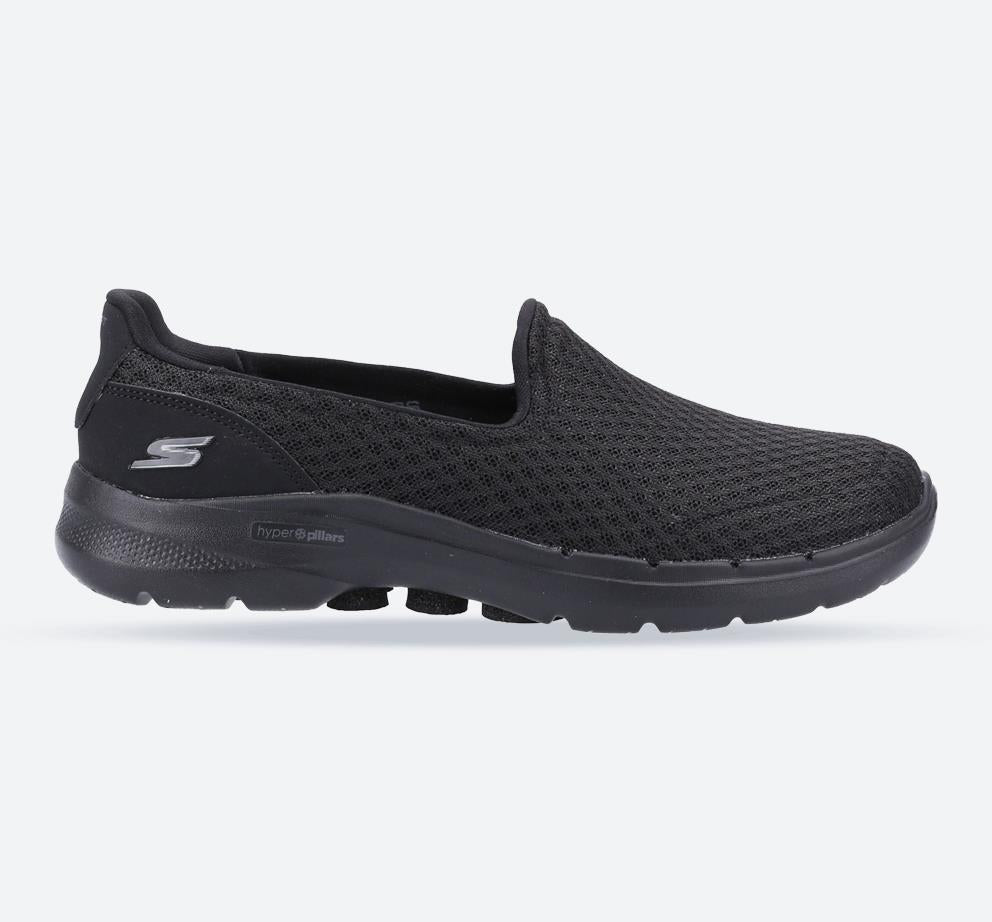 Women's Wide Fit Skechers 124508 Go Walk 6 Big Splash Trainers - Black/Black in Black - Image 1