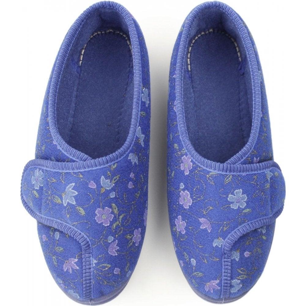 Women's Wide Fit Comfylux LS442C Diana Slippers in Blue Floral - Image 4