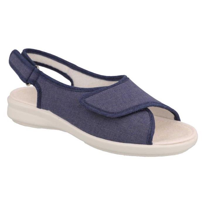 Women's Wide Fit DB Lobelia Sandals in Denim Blue Canvas - Image 1