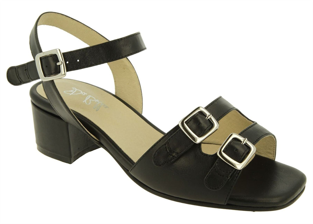 Womens Wide Fit DB Curlew Sandals in Black Leather - Image 3