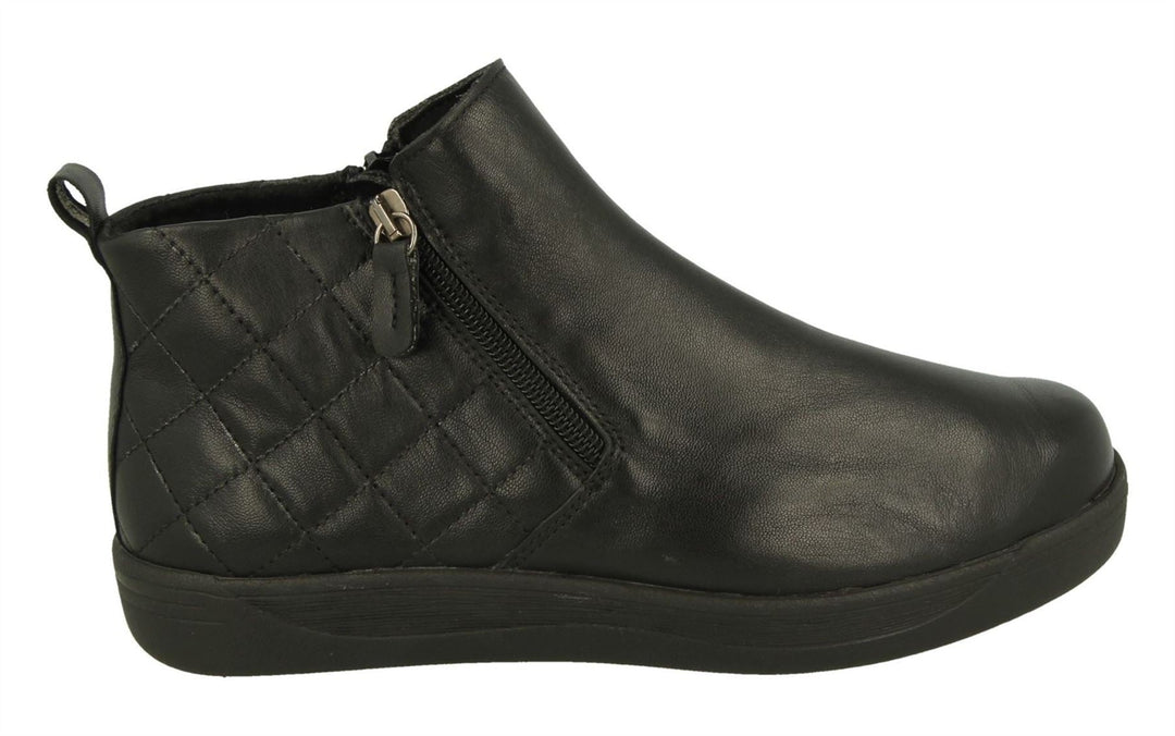 Womens Wide Fit DB Unite Boots in Black Leather - Image 2