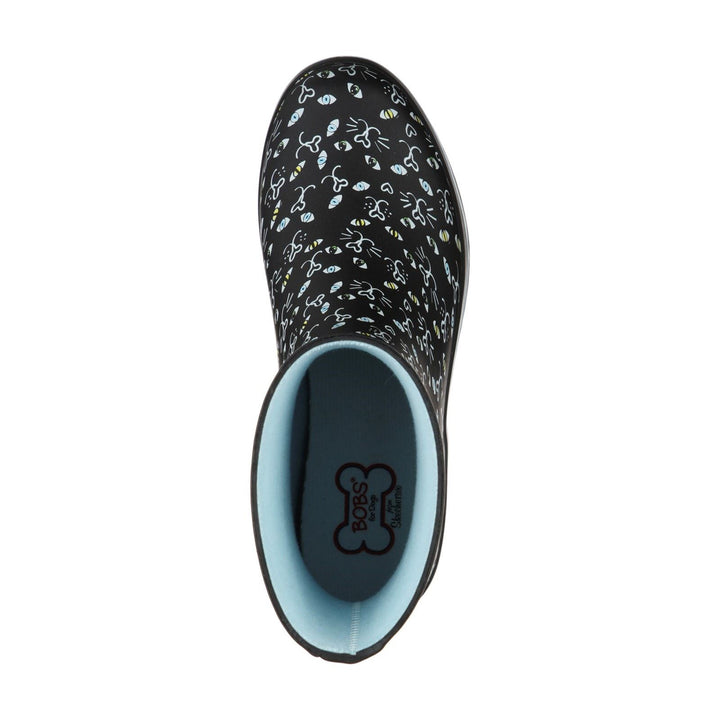 Women's Wide Fit Skechers 113158 Bobs Rain Check Misty Eye Wellie Trainers in Black - Image 1