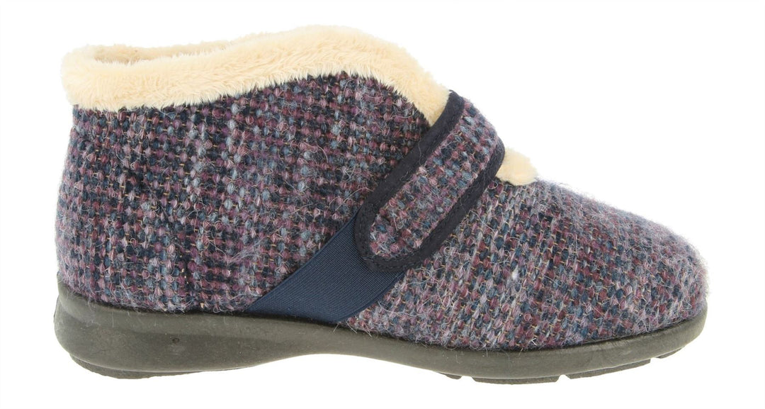 Womens Wide Fit DB Duck Boots in Navy / Purple - Image 4