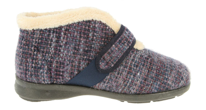 Womens Wide Fit DB Duck Boots in Navy / Purple - Image 1