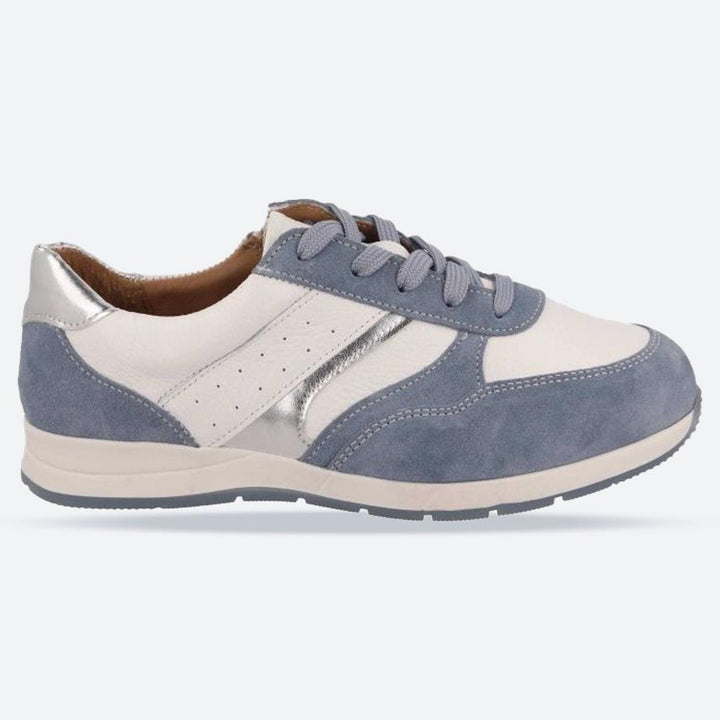 Women's Wide Fit DB Miriam Trainers in Blue Suede / White Leather - Image 1