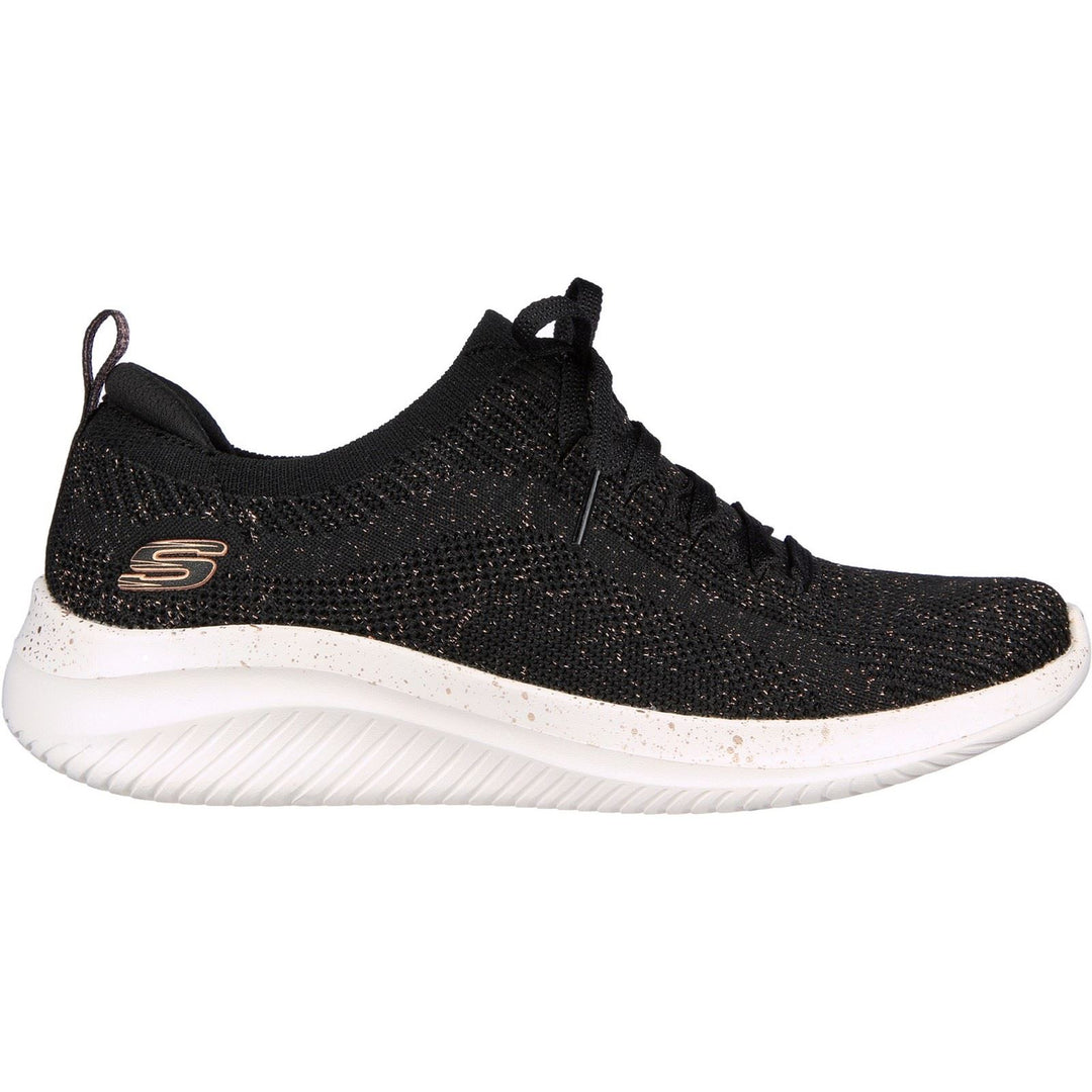 Women's Wide Fit Skechers 149865 Ultra Flex 3.0 Let's Dance Trainers - Black/Rose Gold in Black/Rose Gold - Image 2